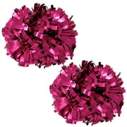 Metallic Cheer Pom Poms Cheerleading Cheerleader Gear 2 pieces one pair poms(Shocking Hot Pink)