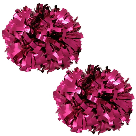 Metallic Cheer Pom Poms Cheerleading Cheerleader Gear 2 pieces one pair poms(Shocking Hot Pink)
