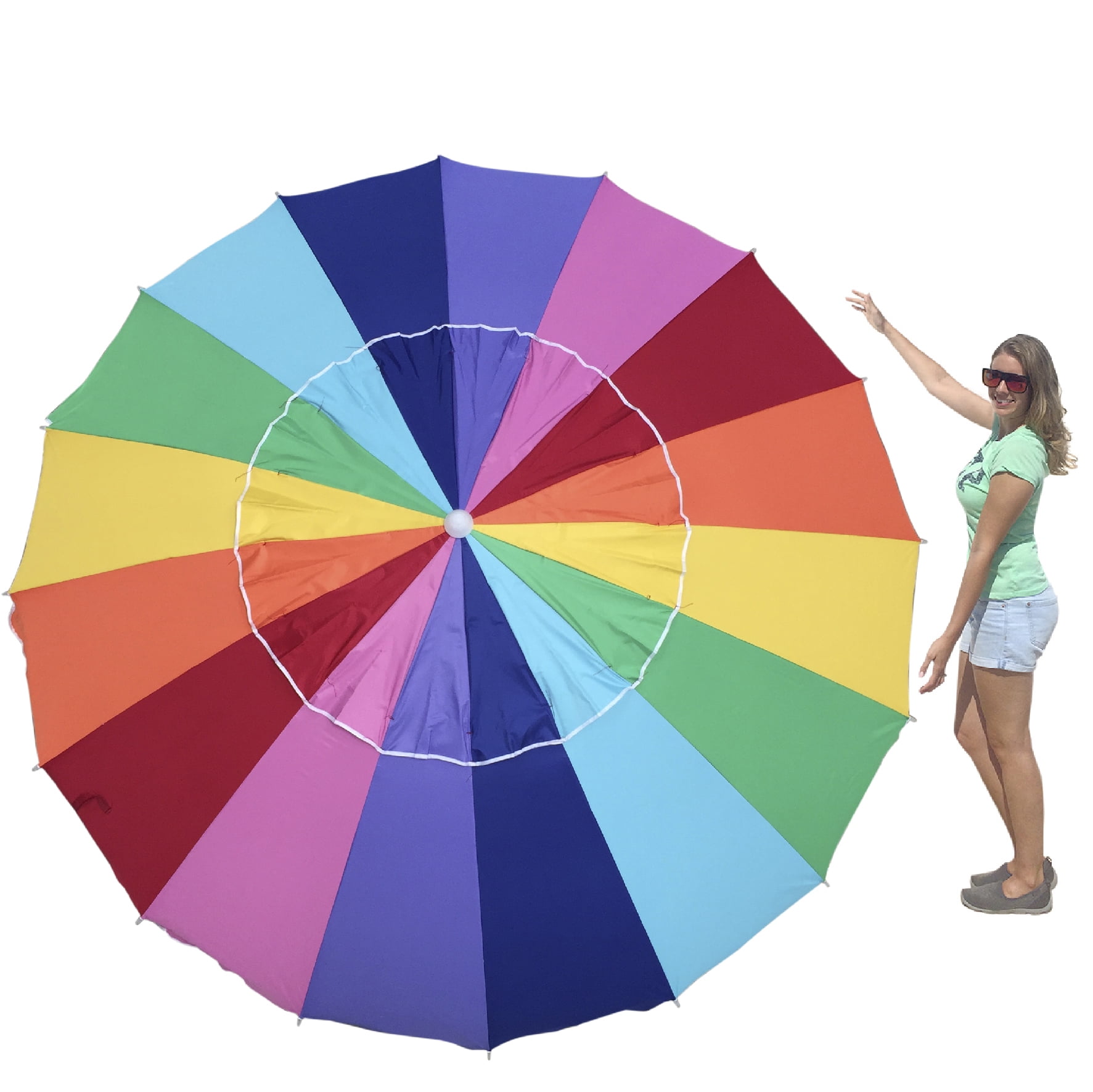 80" Yellow Red Green Blue 40" R Sun Protection Rainbow Beach Umbrella 