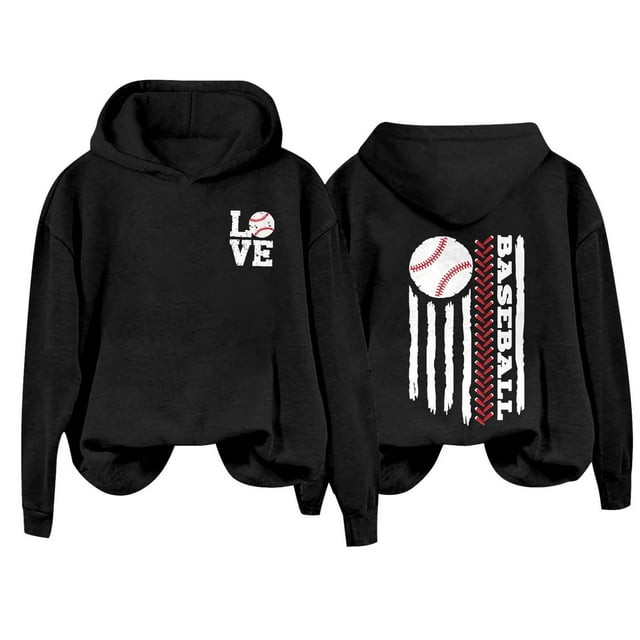 WZXFASHION Chandail à Capuchon de Baseball à Manches Longues Imprimé de Lettres pour Femmes Liquidation Chandail Léger à Enfiler