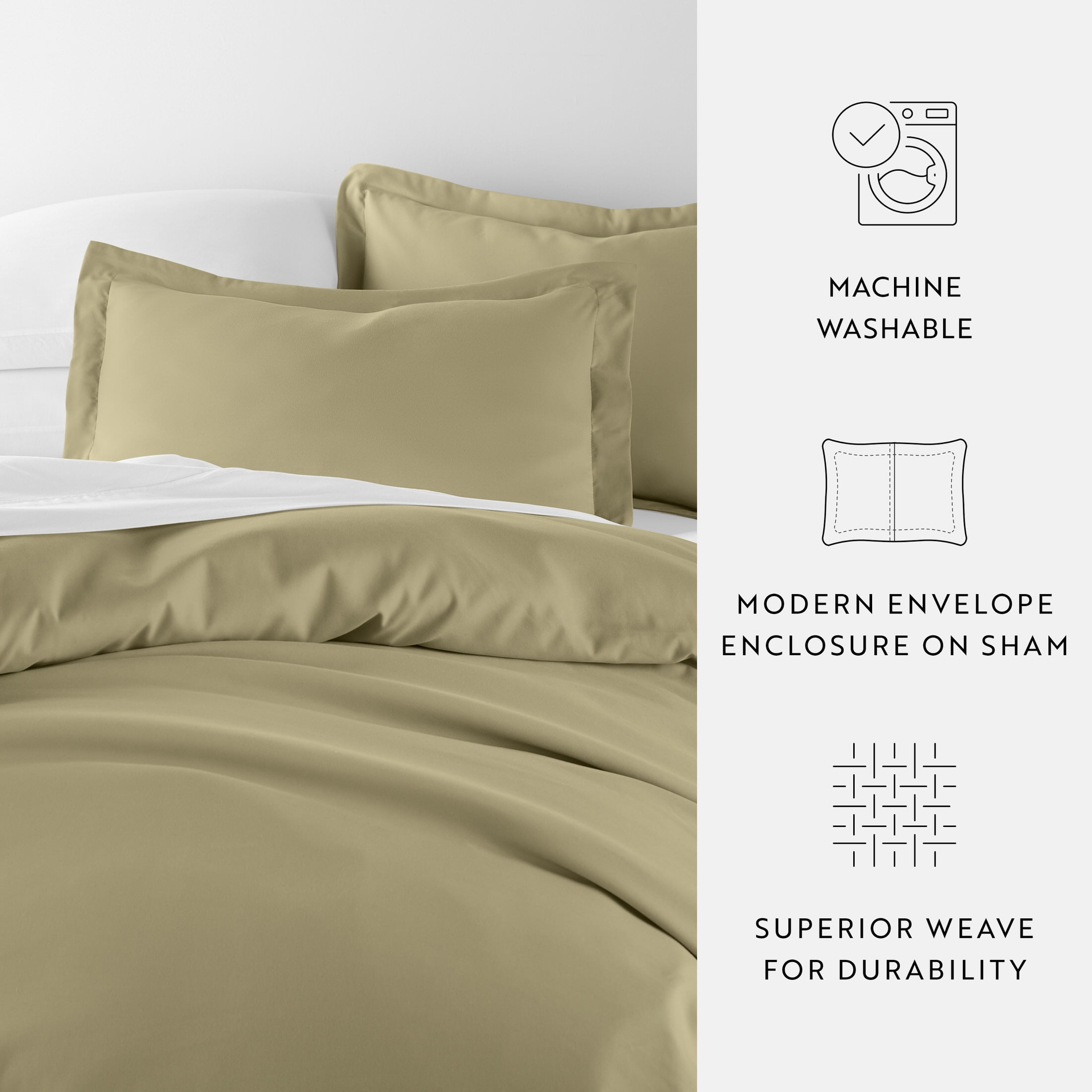 Noble Linens 3-Piece Sage Duvet Cover Set, Full/Queen