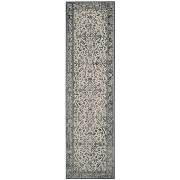SAFAVIEH Noble Winchester Floral Bordered Runner Rug, Dark Blue/Ivory, 2'2" x 8'