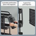 thumbnail image 3 of Carro de Almacenamiento, 3 Bandejas, 2 Paneles Extraíbles, 2 Soportes para Colgar, 4 Ganchos, Negro, 3 of 5