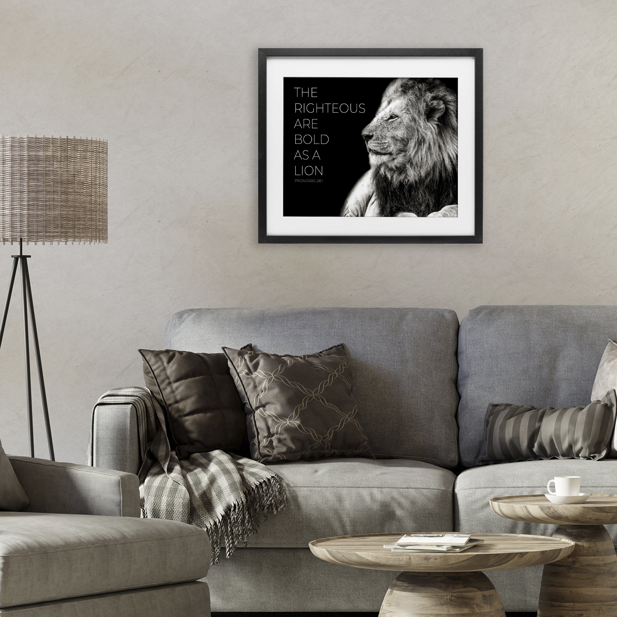Stupell Industries The Righteous Bold As A Lion Black Framed Print Under Glass, design by Shelley Lake