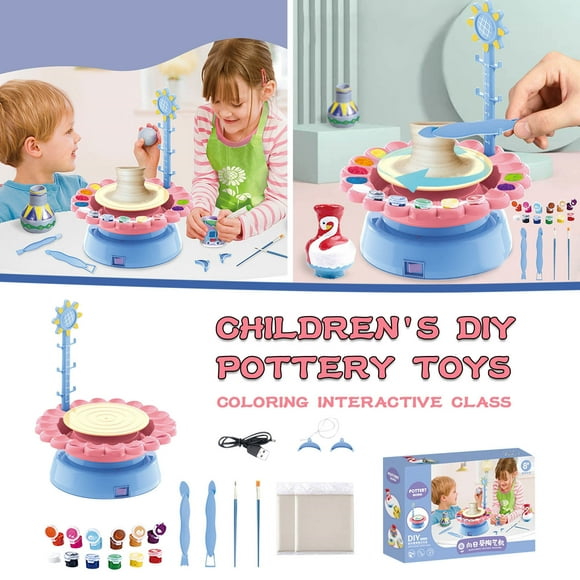 EGNMCR DIY Soft Slime Electric Pottery Wheel Art Kit Machine Pottery workbench Birthday Gifts for Kids