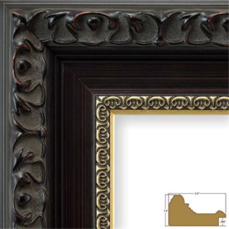 24 x 36 Inch Gold and Bronze Picture Frame Matted to Display a 20 x 30 Inch Photo Craig Frames Borromini 