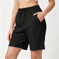 thumbnail image 5 of Summer Athletic Shorts for Women Drawstring Elastic Waist Casual Shorts Soft Cotton Knee Length Shorts with Pocket Summer Outdoor Short Pants Loose Comfort Short Bottoms, 5 of 7