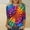 Multicolor, variant on Blmnix Print Women's Fall Tops Dressy 3/4 Sleeve Crew Neck T Shirts for Women Workwear Tops