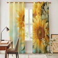 thumbnail image 4 of Sunflower Kitchen Curtains 96 Inch Length, Yellow Spring Floral Botanical Grommet Top Bedroom Living Room Curtains, Light Filtering Cafe Curtain Drapes 2 Panels Set 104''x96'', 4 of 9