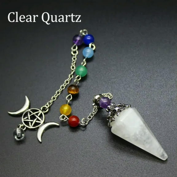 7 Chakra Crystal Pendulum Star Moon Natural Quartz Reiki Hexagon Stone Pendant