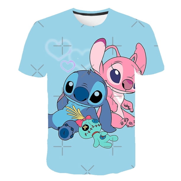 Children Boys Girls Stitch T Shirts Summer Short Sleeve Kids Stich Tops Tees Cartoon Casual Kids Clothes 1-14 Years Old T-Shirts8T Gao Jinjia LED