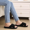 thumbnail image 3 of Litfun Women's Fuzzy Slippers Adjustable Terry Cloth Indoor Slippers Open Toe House Shoes with Arch Support, 3 of 8