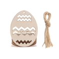 thumbnail image 1 of Juego de 10 adornos de madera para fiesta de Pascua, con forma de huevo tallado, con cuerda, para colgar, para manualidades y álbumes de recortes., 1 of 5