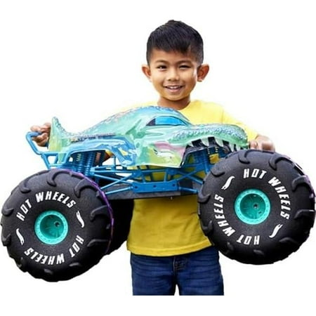 tek NT75922 Hot Wheels 1-6th Scale 2 ft, Plus Long Mega-Wrex, All-Terrain Tires Remote-Control Monster Trucks RC Toy, Large