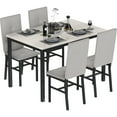 thumbnail image 3 of 4-Person Dining Set: Modern Marble-Effect Dining Table with 4 PU Leather Upholstered Chairs. Kitchen dining furniture suitable for kitchens, dining rooms, and apartments., 3 of 7