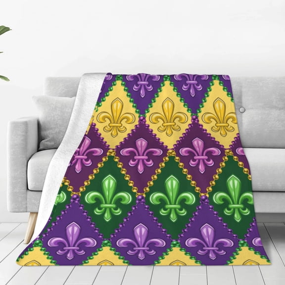 Vsdgher Mardi Gras4 Ultra-Soft Micro flannel Blanket Throw Blankets for Couch Sofa, Bed (4 sizes)-40"x30"