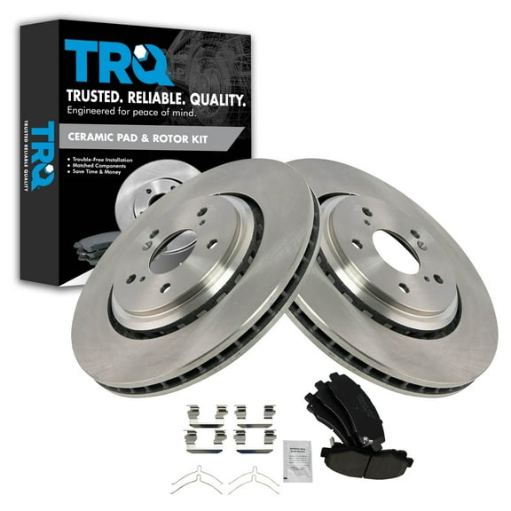 TRQ Front Brake Pad & Rotor Kit Brake Pads Brake Rotor Ceramic Fits Select 2015-2020 Acura TLX