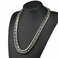 thumbnail image 2 of 7-18mm 316L Stainless Steel Links Silver Curb Cuban Chain Men Necklace 7"-40", 2 of 5