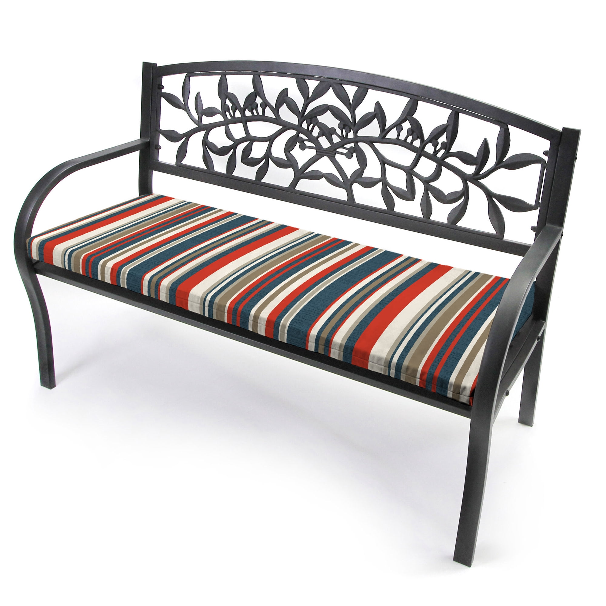 Jordan Manufacturing 47" x 16" Cambridge Red Stripe Rectangular Outdoor Settee Swing Bench Cushion with Ties