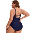 thumbnail image 3 of DARING DIVA Women's Plus 1 Piece Crisscross V-neck Swimsuit 1X Navy Blue, 3 of 7