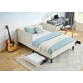thumbnail image 4 of Full Size Velvet Upholstered Platform Bed Frame with 2 Storage Drawers & Adjustable Sofa Functionality – Modern Beige Daybed for Bedroom, 4 of 16