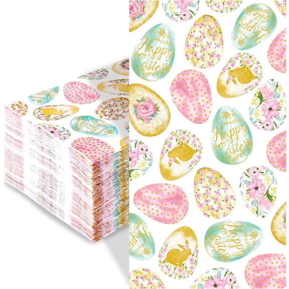 Happy Easter Guest Napkins Paper Napkins Egg Paper Hand Towels Spring Floral Bunny Home Family Dinner Holiday Party Supplies