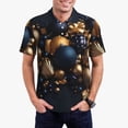 thumbnail image 1 of Balery Elegant Golden Blue Ornaments Camisa Polo de Hombre con Estampado, de Manga Corta y Tejido Medio, Camisa Tipo Golf Polo-Small, 1 of 6