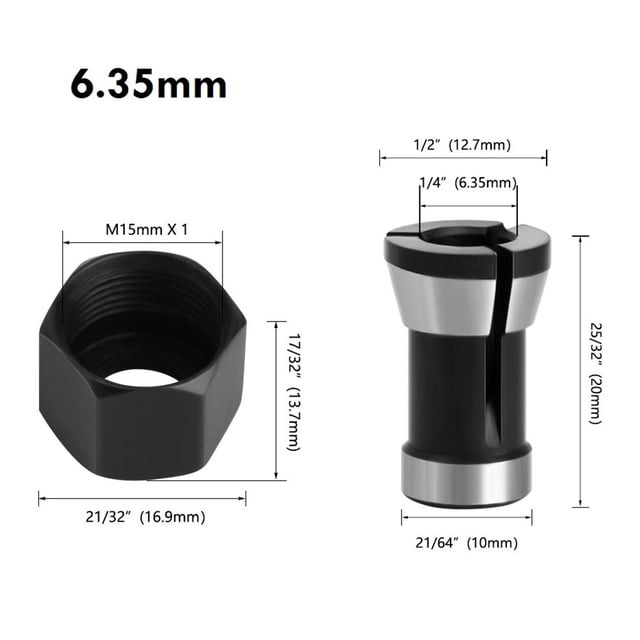 Ruibeauty M15 Screw Nut Electric Router Milling Cutter 6/6.35/8Mm Collet Chuck Accessories