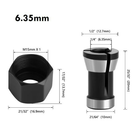 

M15 Screw Nut Electric Router Milling Cutter 6/6.35/8mm Collet Chuck Accessories