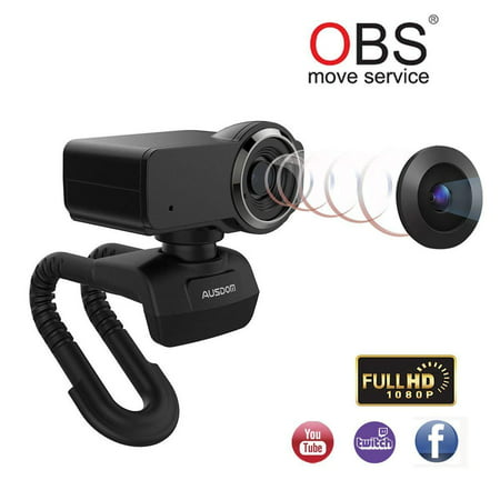 AUSDOM Full HD 1080p Webcam, OBS Live Streaming Webcam, Computer Camera with Microphone for Skype Xsplit Twitch YouTube Facebook, Compatible for MAC OS Windows (Best Webcam For Mac 2019)