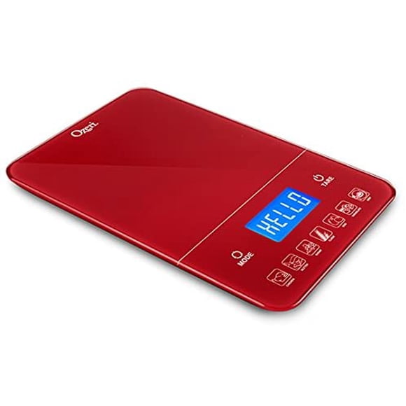 Báscula Digital Touch III Ozeri de Cocina 10kg con Contador de Calorías Vidrio Templado Rojo Ozeri ZK19-R