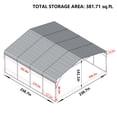 thumbnail image 3 of VEIKOUS 20' x 20' Metal Carport for 2 Cars, Outdoor Galvanized Metal Heavy Duty Storage Garage with Weatherproof Roof for Backyard, Patio, 3 of 11
