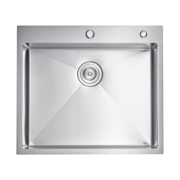 25" Kitchen Sink Top Mount Single Bowl Stainless Steel Drop-In Basin Bar Sink - 304 Stainless Steel, 9" Deep, Soundproof, X-Shaped Drain