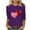 B Purple, variant on Fjofpr 3/4 Length Sleeve Women's Shirts on Womens Shirts Long Sleeve Ladies' Valentine's Day Fashion Printed Round Neck Three Quarter Sleeve 3/4 Sleeve T-shirt Loose Top