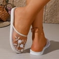 thumbnail image 6 of PMVFHDE Embroidered Mesh Slippers Women Boxy Mule Flat On Shoes Indoor Comfort Breathable Casual Sandals White - 7, 6 of 8