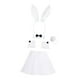 thumbnail image 1 of Conjunto de disfraz de conejito, diadema con orejas de conejo y cola para Halloween. Blanco, 1 of 9