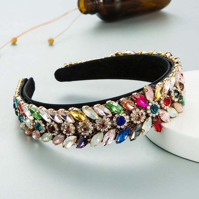 Baroque Headband Rhinestone Crystal Jeweled Embellished Wide 