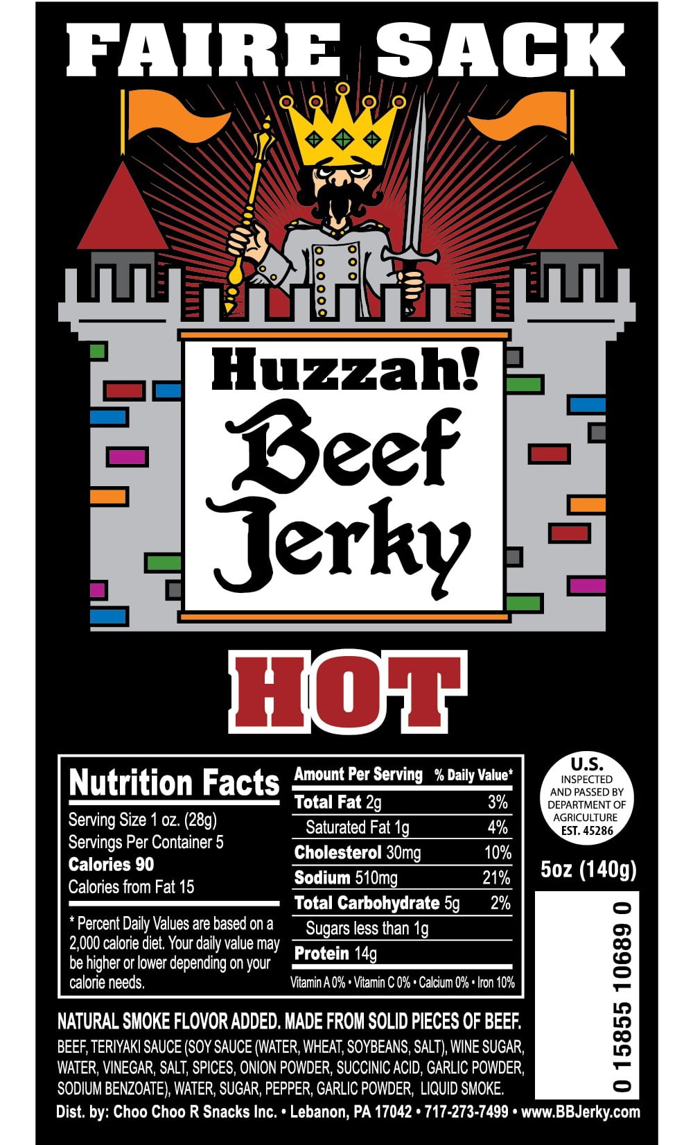 Buffalo Bills Hot 5oz Faire Sack Huzzah Beef Jerky (4 packs hot beef jerky)