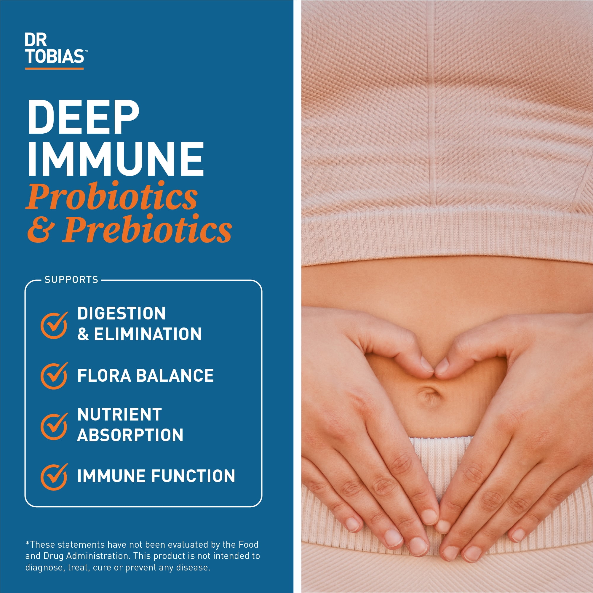 Dr. Tobias Deep Immune Probiotics & Prebiotics - Dual Action Digestion & Immune Support with PreforPro Prebiotics & Delayed Release Spore Forming Probiotics for Women & Men 60 Capsules 30 Servings