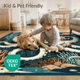 thumbnail image 4 of ODIKA 4'x6' Washable Area Rug Non-Slip, Chair-Friendly, Flatwoven Octopus Vintage Nautical Coral Reef Circle Kitchen Medallion for Home Office, Under Desk, 4 of 7
