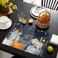 thumbnail image 4 of Navy Blue Fall Placemats Set of 2, Botanical Leaves Thanksgiving Pumpkins Washable Wipeable Table Mats for Dining Tables, Indoor Outdoor Kitchen Place Mats for Holiday Party Table Decor, 4 of 9