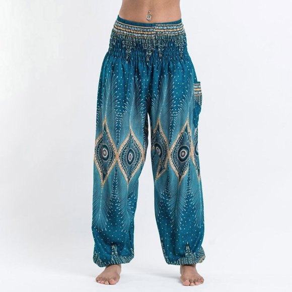 Men Women Thai Harem Trousers Boho Festival Hippy Smock High Waist Yoga Pants