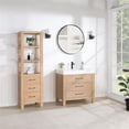 thumbnail image 4 of Leon 36" Single Fir Wood Brown Vanity with Lightning White Composite and Mirror, 4 of 16
