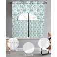 thumbnail image 2 of Green Flowers Swag Kitchen Curtains Sets for Windows 24 Inch Length, Boho Ethnic Abstract Floral Patterned Short Window Curtain Panels Swags Valances and Tiers 3 Piece Set for Cafe/Dining Room, 2 of 5