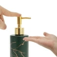 thumbnail image 3 of Unique Bargains 1 Pc Cylinder Marble Pattern Soap Dispenser 10.82oz Green Gold Tone, 3 of 6