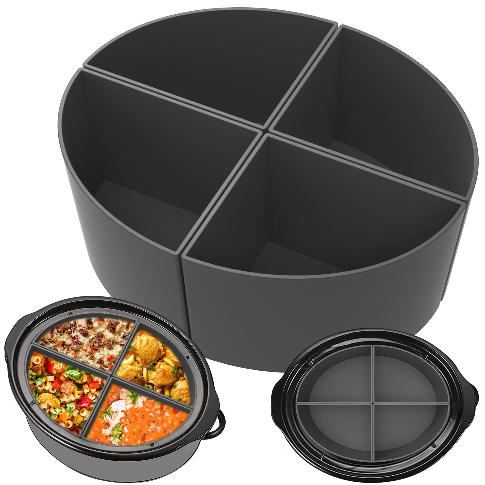 Mamamax 4 Pcs Slow Cooker Divider Liner,Reusable & Leakproof Silicone