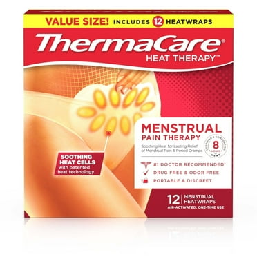 ThermaCare Portable Menstrual Heating Pad, Adhesive Patches for Cramps and Backache Relief, HSA/FSA