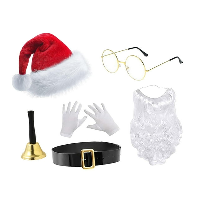 Accesorio de disfraz de Papá Noel navideño para carnavales, suministros para fiestas de cosplay Juego de 6 piezas
