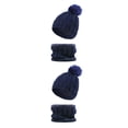 thumbnail image 3 of QualitChoice Winter Caps Decorative Hat Scarf Set Adorable Autumn Crochet Neckerchief Sports Two-piece Stylish Collar Dark Blue 2Set, 3 of 6