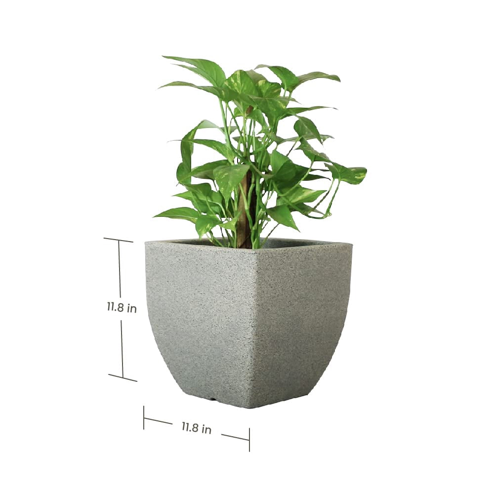 Ecobo 11.8’’ Eco-Friendly Square Pot Planter - Capri Indoor/Outdoor Planter for Flowers & Tall Plants - Contemporary All-Weather Design – Grey
